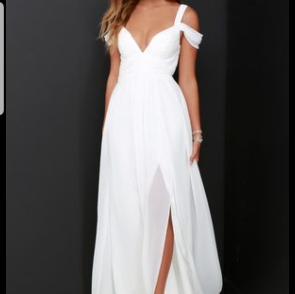 Lulu's White Off-Shoulder Maxi Dress